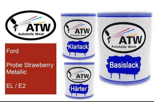 Ford, Probe Strawberry Metallic, EL / E2: 1L Lackdose + 1L Klarlack + 500ml Härter - Set, von ATW Autoteile West.